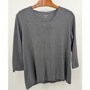 Gray Kim Rogers 3/4 Sleeve V Neck Pullover Top Size XXL 2XL